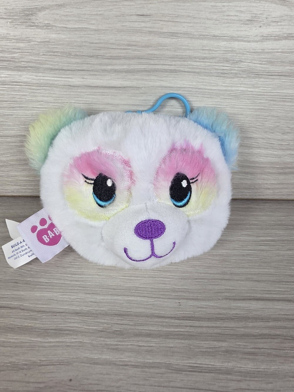 Build-A-Bear Workshop Pastel Rainbow Plush Animal Face Coin Purse w Clip SU26
